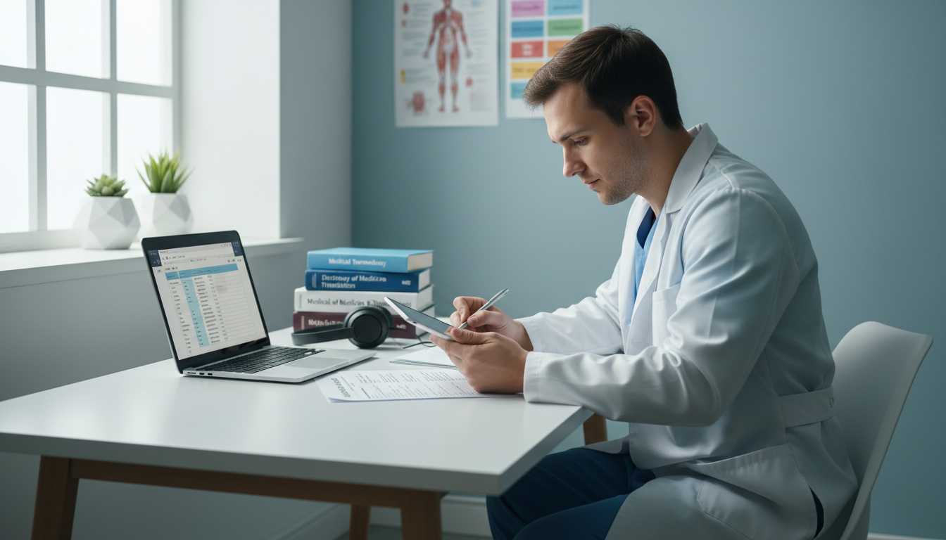Medical professional translating medical records