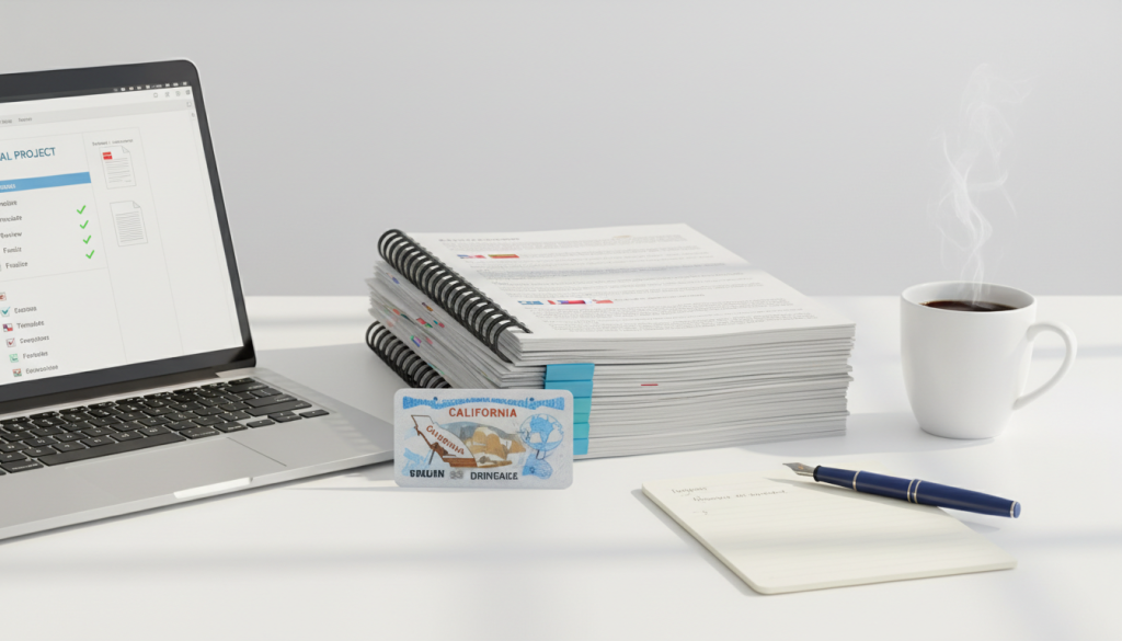 Collection of driving documents and checklist
